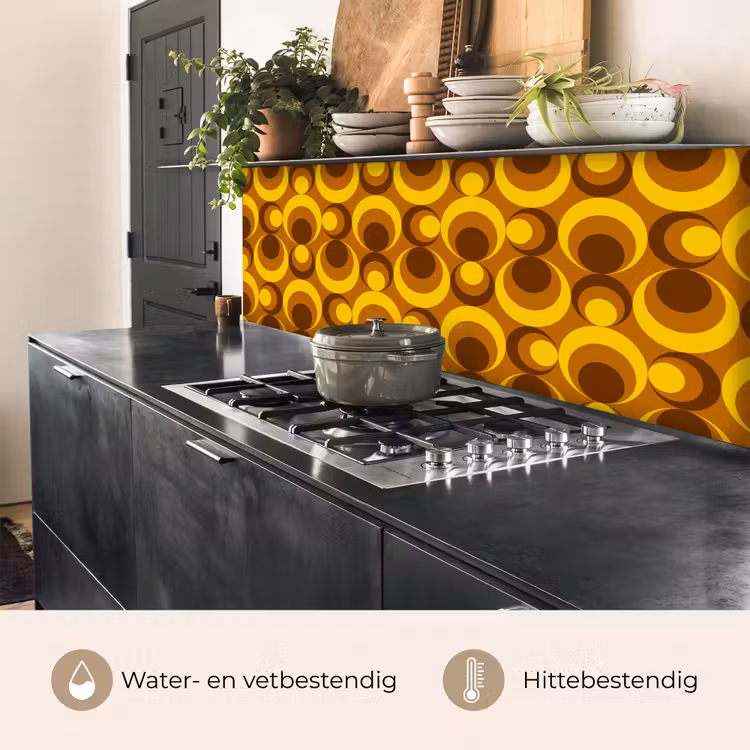 Keuken achterwand - Patronen - Retro - Bruin - Geel — 5