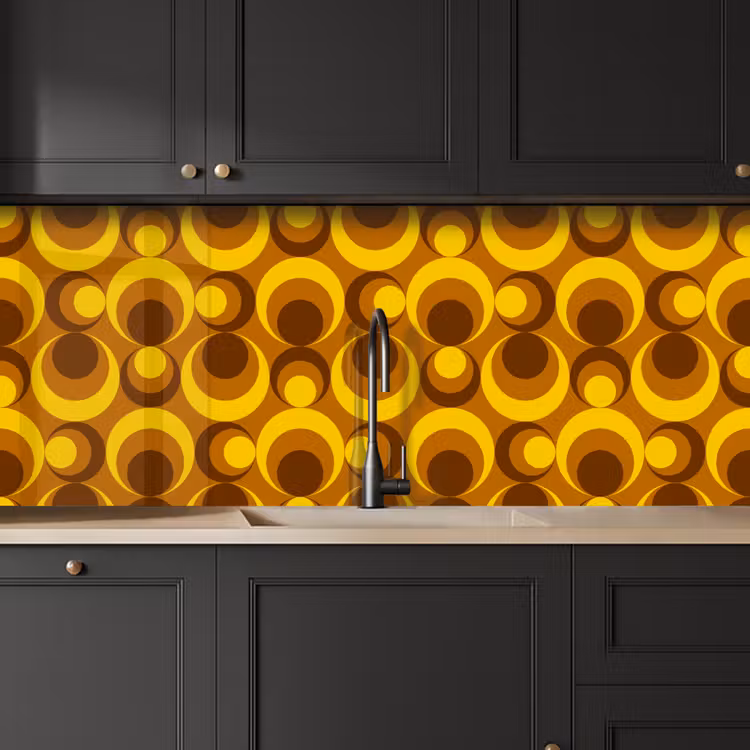 Keuken achterwand - Patronen - Retro - Bruin - Geel — 6