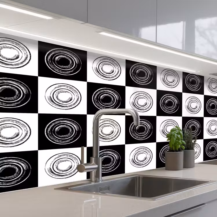 Keuken achterwand - Patronen - Schaakbord - Zwart Wit — 2
