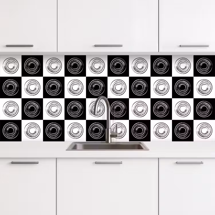 Keuken achterwand - Patronen - Schaakbord - Zwart Wit — 4