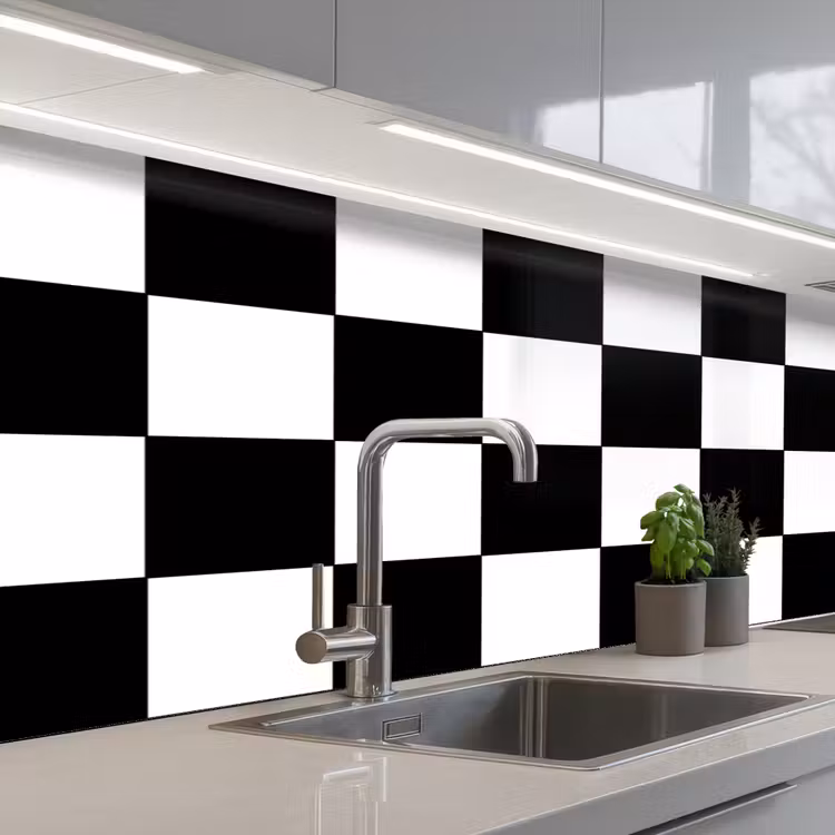 Keuken achterwand - Schaakbord - Patronen - Zwart Wit — 2