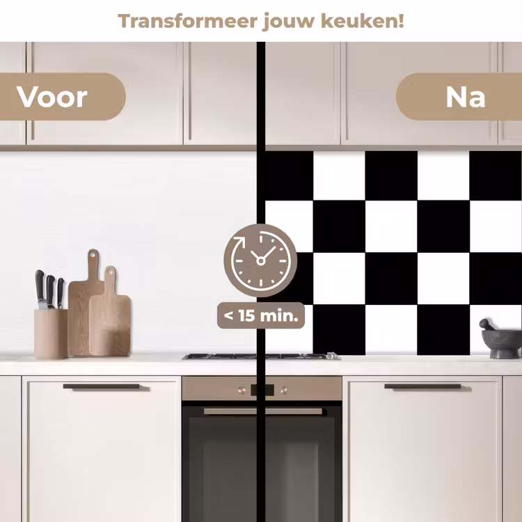 Keuken achterwand - Schaakbord - Patronen - Zwart Wit — 3