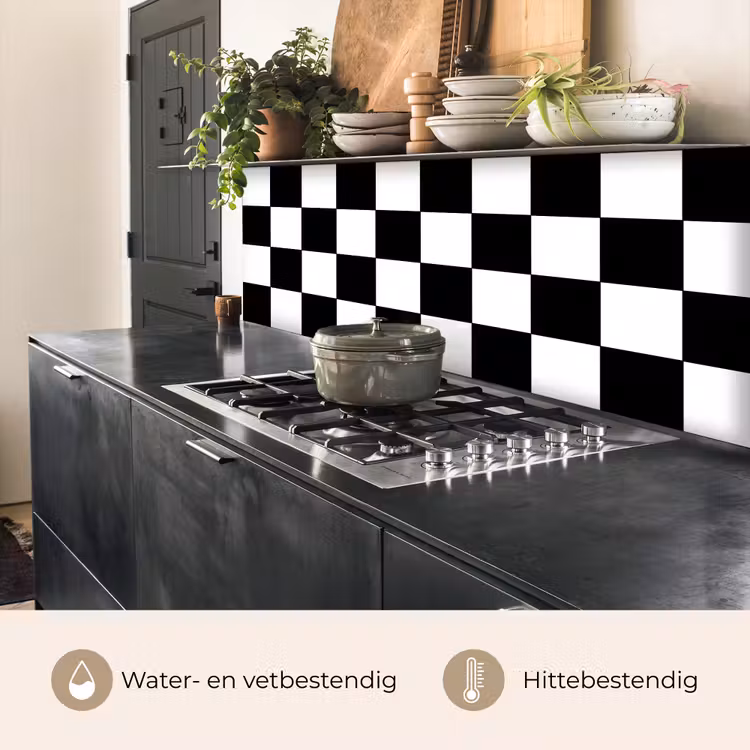 Keuken achterwand - Schaakbord - Patronen - Zwart Wit — 5