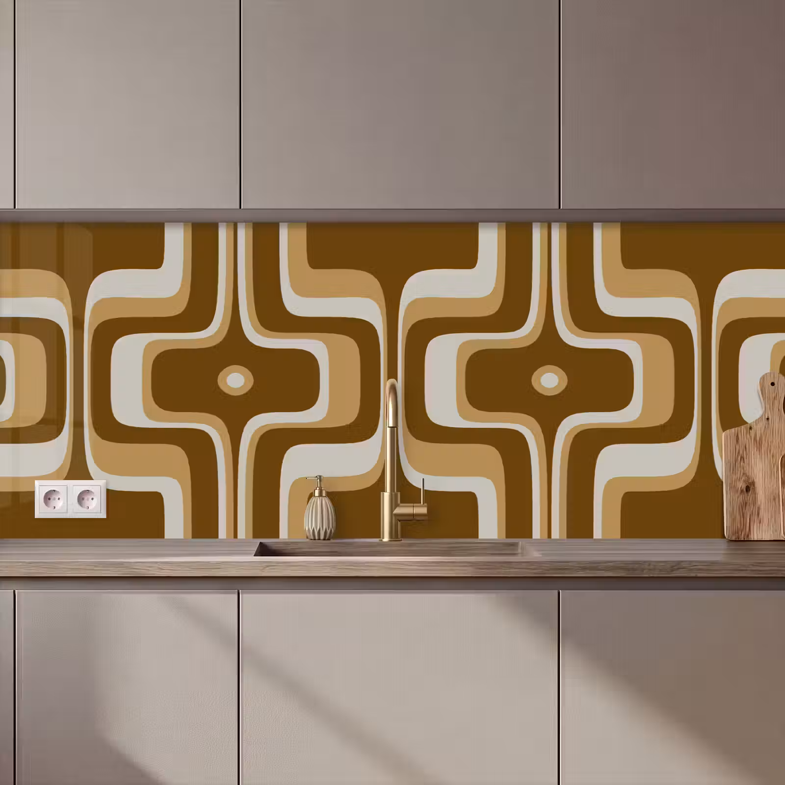 Keuken achterwand - Retro - Design - Bruin — 1