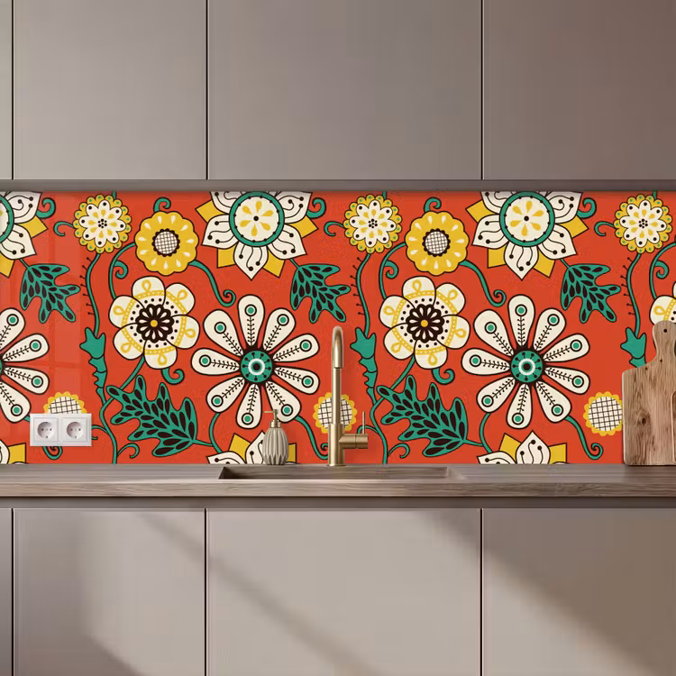 Keuken achterwand - Design - Bloemen - Hippie - Retro — 1