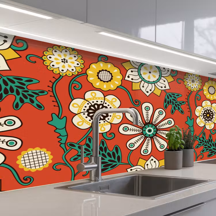 Keuken achterwand - Design - Bloemen - Hippie - Retro — 2
