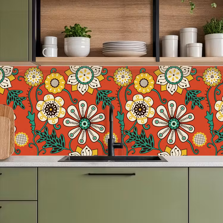 Keuken achterwand - Design - Bloemen - Hippie - Retro — 8