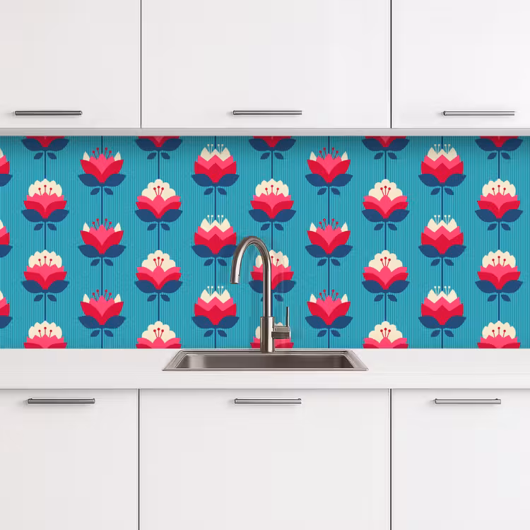 Keuken achterwand - Patronen - Retro - Bloemen - Lelie — 4