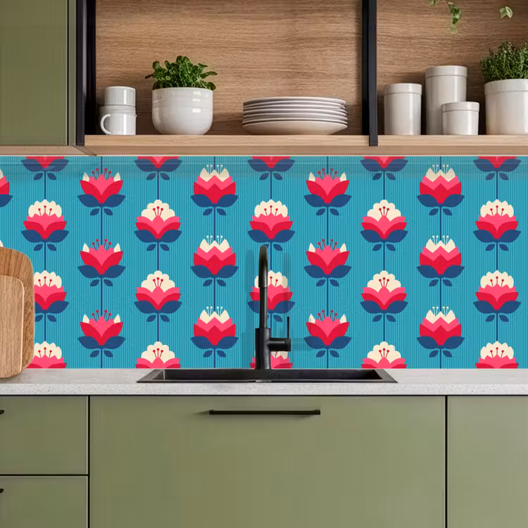 Keuken achterwand - Patronen - Retro - Bloemen - Lelie — 8