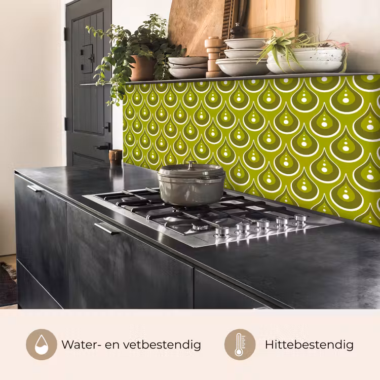 Keuken achterwand - Patronen - Retro - Regen - Druppel - Groen — 5