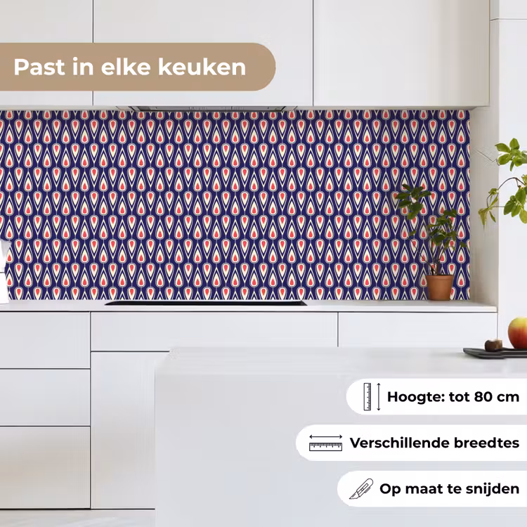 Keuken achterwand - Patronen - Vintage - Blauw - Rood — 7