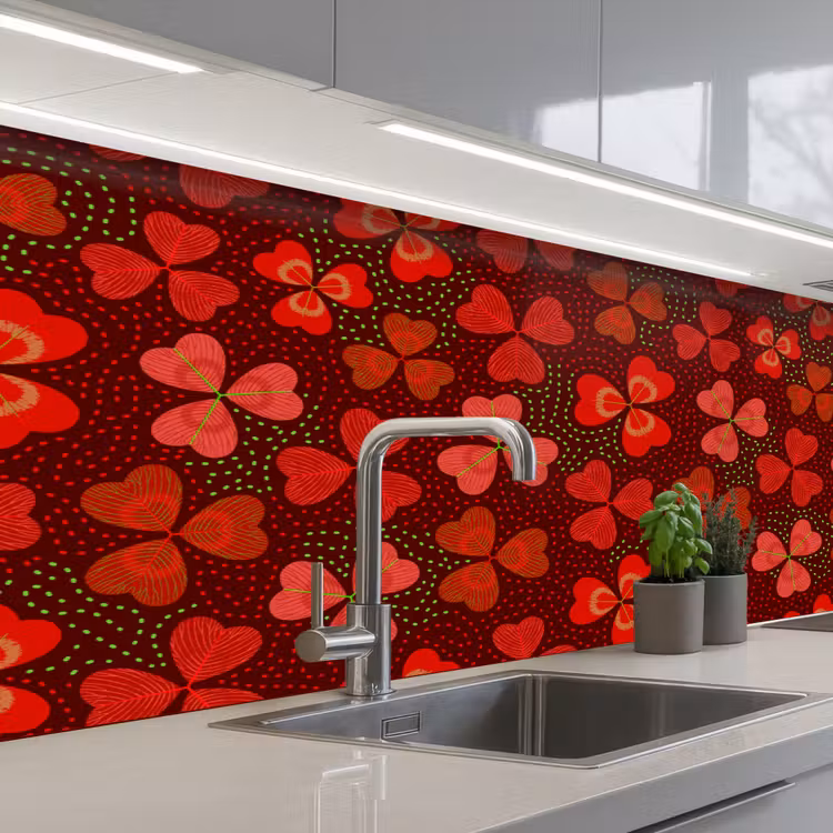 Keuken achterwand - Patroon - Klaver - Rood — 2