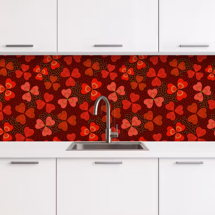 Keuken achterwand - Patroon - Klaver - Rood — 4