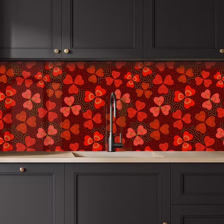 Keuken achterwand - Patroon - Klaver - Rood — 6