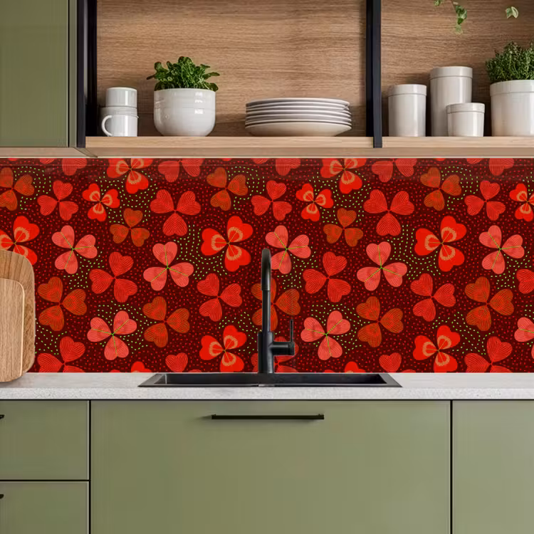 Keuken achterwand - Patroon - Klaver - Rood — 8