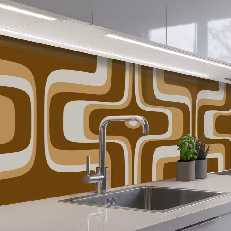 Keuken achterwand - Retro - Design - Bruin — 2