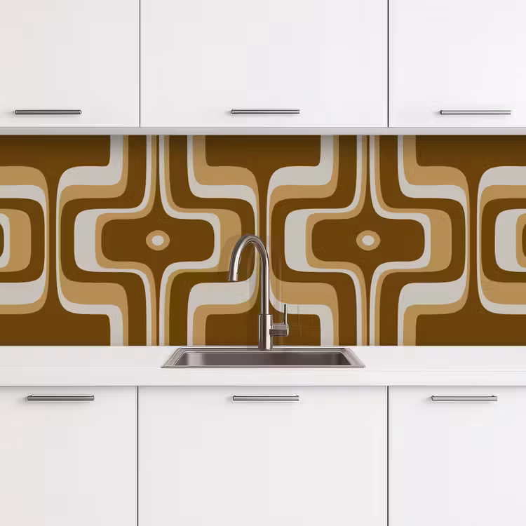 Keuken achterwand - Retro - Design - Bruin — 4
