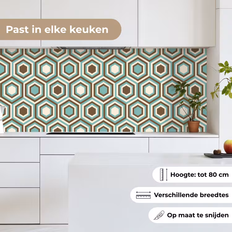 Keuken achterwand - Retro - Honeycomb - Blauw - Bruin — 7