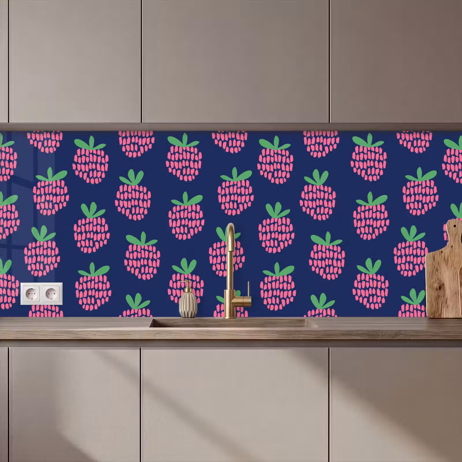 Keuken achterwand - Patroon - Framboos - Retro — 1