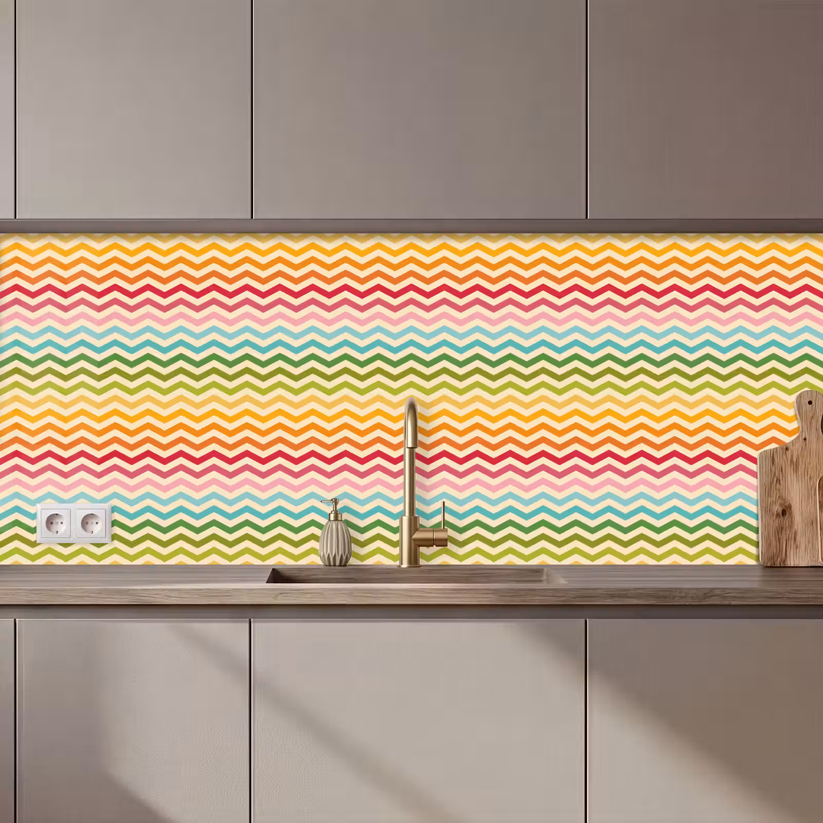 Keuken achterwand - Patroon - Regenboog - Retro — 1
