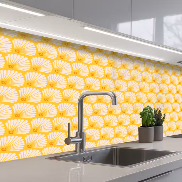 Keuken achterwand - Art Deco - Design - Schelp - Geel — 2