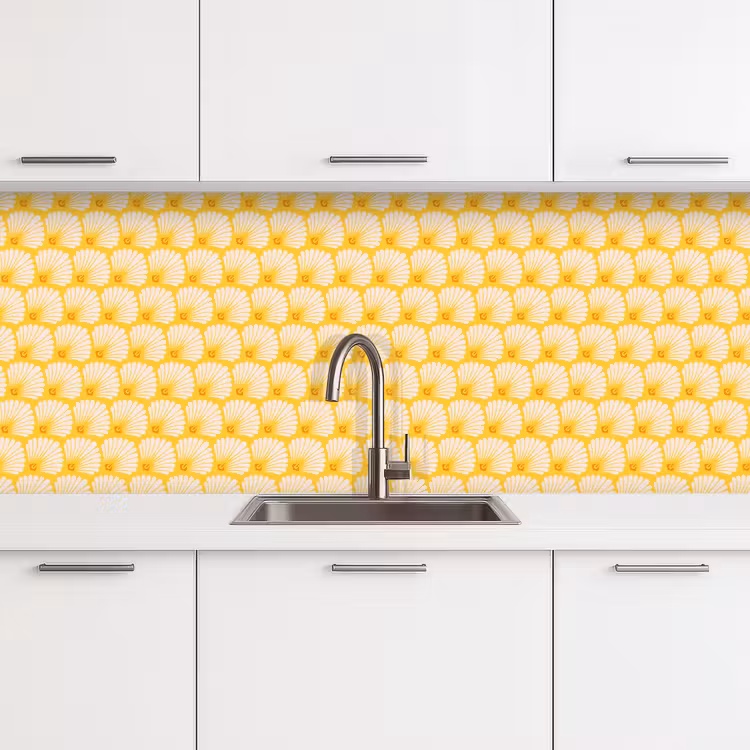 Keuken achterwand - Art Deco - Design - Schelp - Geel — 4