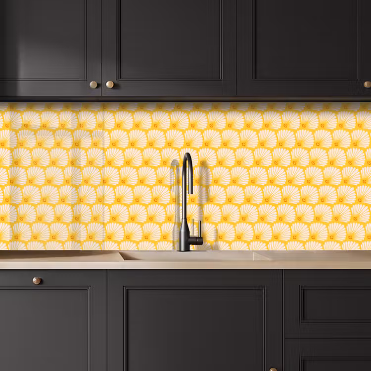 Keuken achterwand - Art Deco - Design - Schelp - Geel — 6