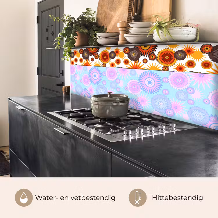 Keuken achterwand - Design - Retro - Oranje - Bloemen — 5