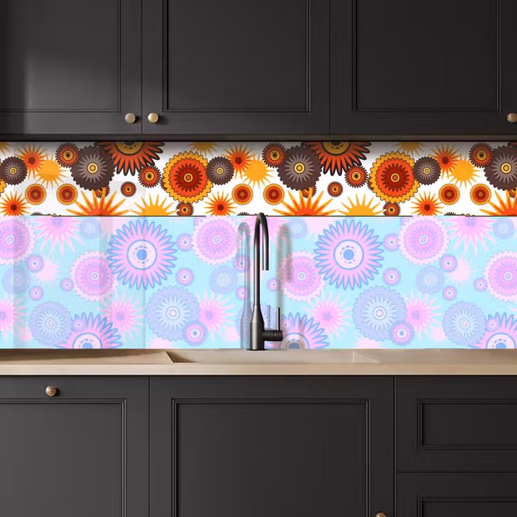 Keuken achterwand - Design - Retro - Oranje - Bloemen — 6