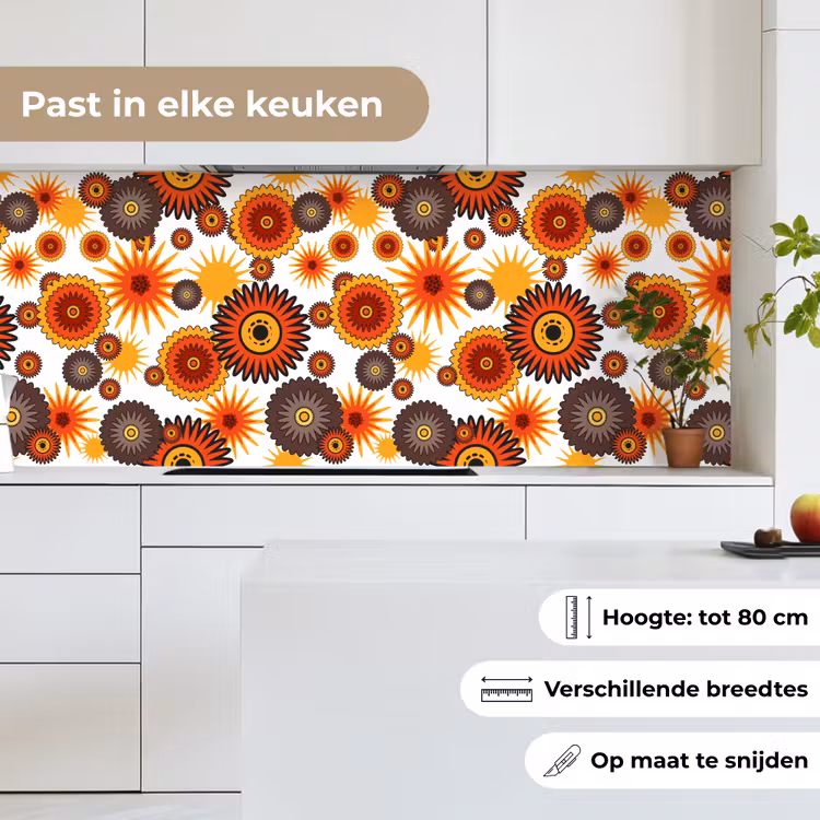 Keuken achterwand - Design - Retro - Oranje - Bloemen — 7