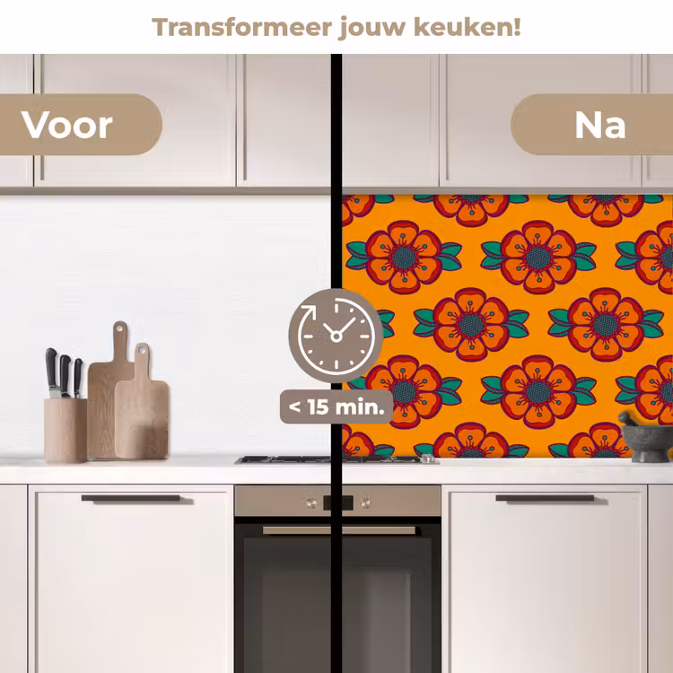 Keuken achterwand - Design - Retro - Rozen - Oranje — 3