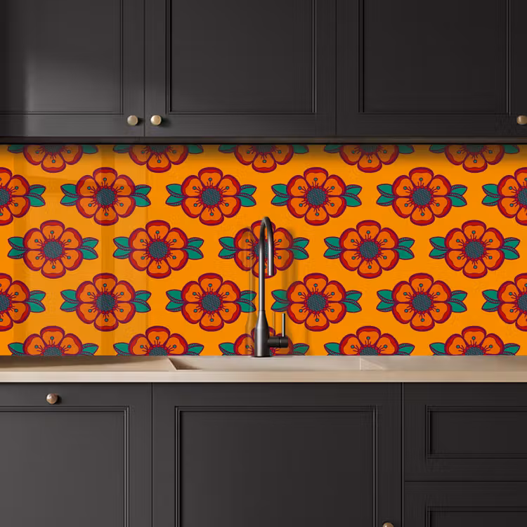 Keuken achterwand - Design - Retro - Rozen - Oranje — 6
