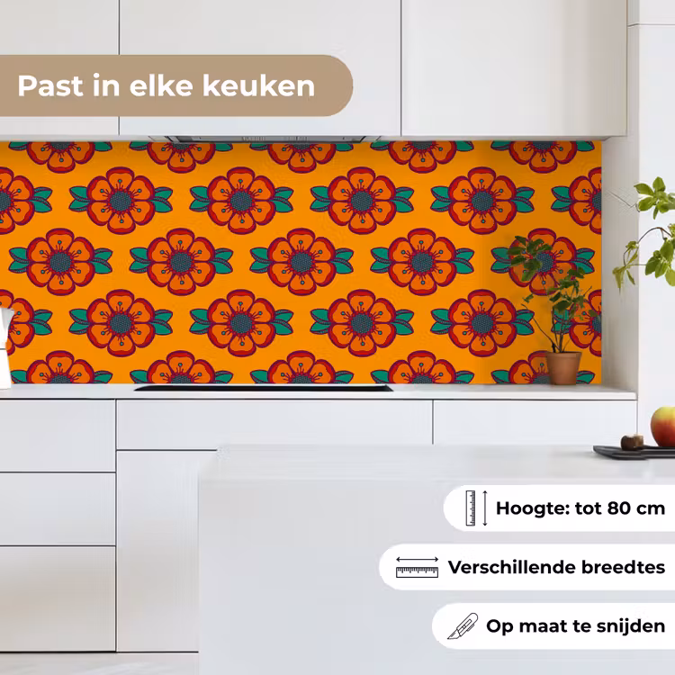 Keuken achterwand - Design - Retro - Rozen - Oranje — 7