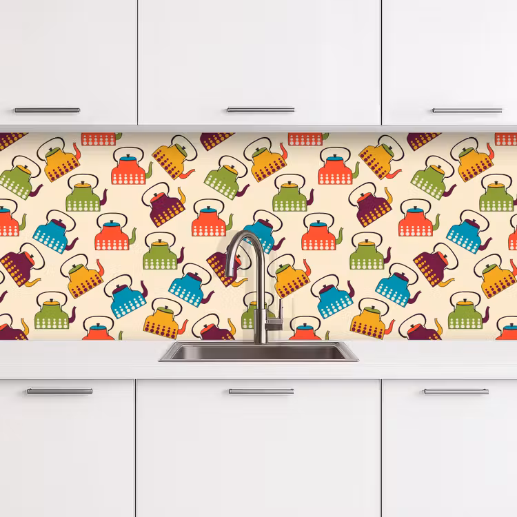 Keuken achterwand - Design - Retro - Theepot - Kleuren — 4
