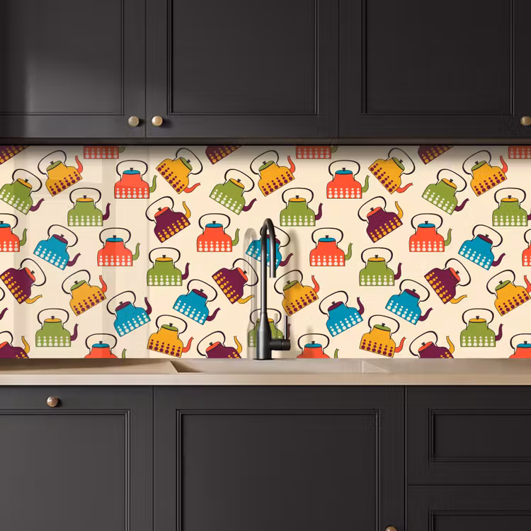 Keuken achterwand - Design - Retro - Theepot - Kleuren — 6
