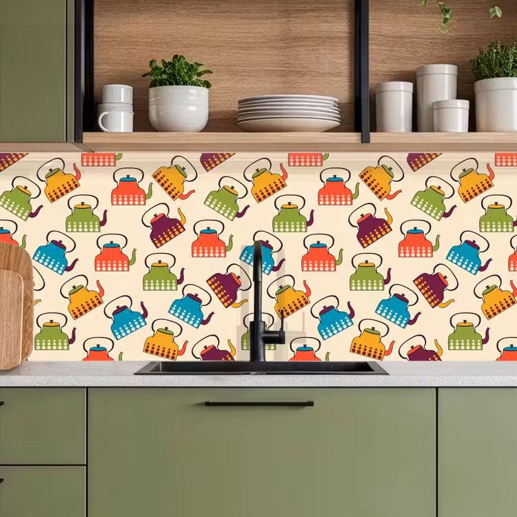 Keuken achterwand - Design - Retro - Theepot - Kleuren — 8