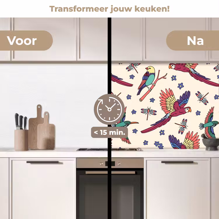 Keuken achterwand - Patronen - Vintage - Vogels — 3