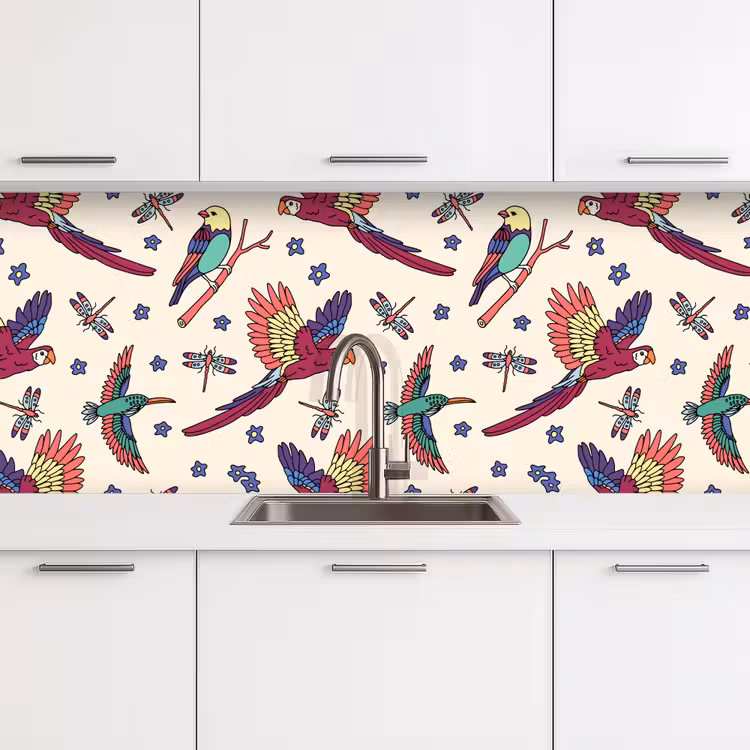 Keuken achterwand - Patronen - Vintage - Vogels — 4
