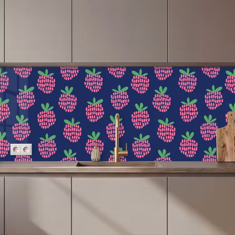 Keuken achterwand - Patroon - Framboos - Retro — 1