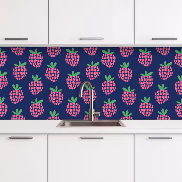 Keuken achterwand - Patroon - Framboos - Retro — 4