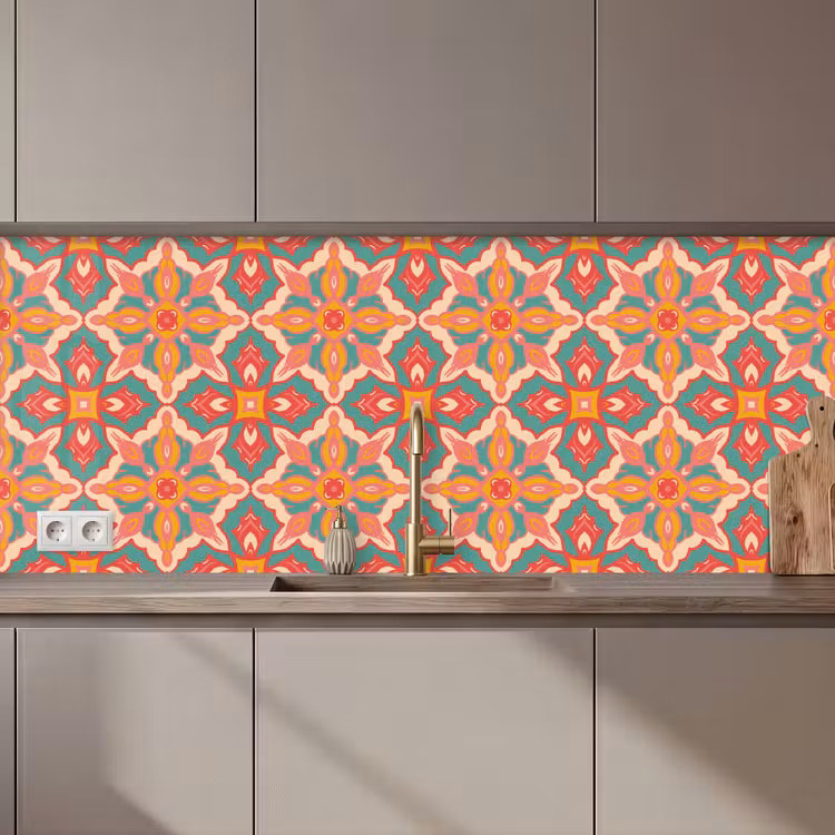 Keuken achterwand - Patroon - Hippie - Oranje — 1
