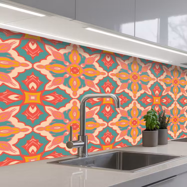 Keuken achterwand - Patroon - Hippie - Oranje — 2