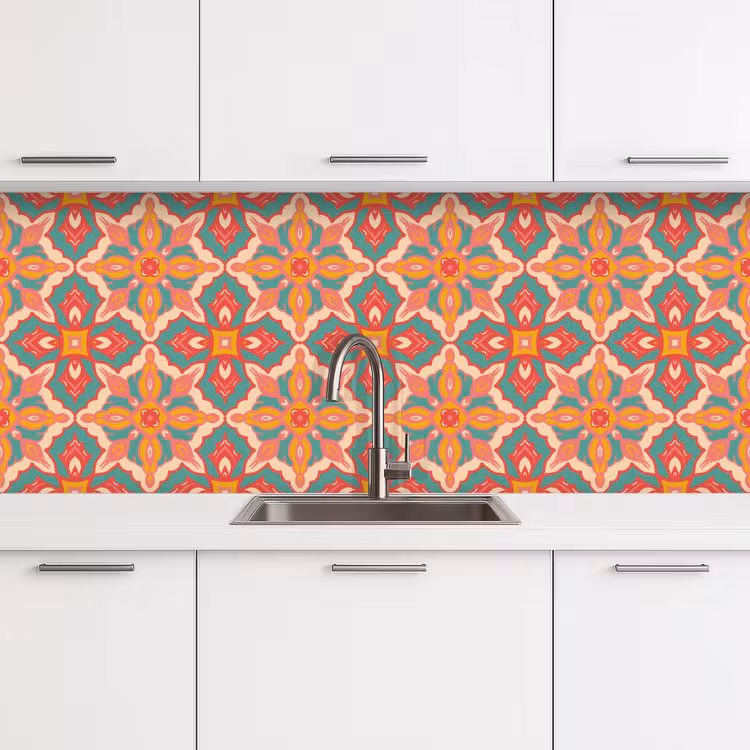 Keuken achterwand - Patroon - Hippie - Oranje — 4