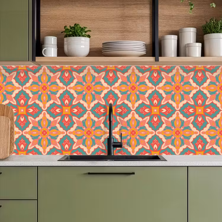 Keuken achterwand - Patroon - Hippie - Oranje — 8