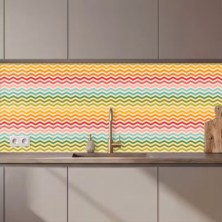 Keuken achterwand - Patroon - Regenboog - Retro — 1