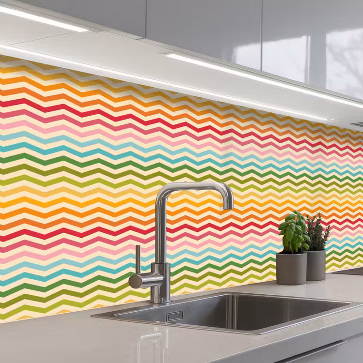 Keuken achterwand - Patroon - Regenboog - Retro — 2