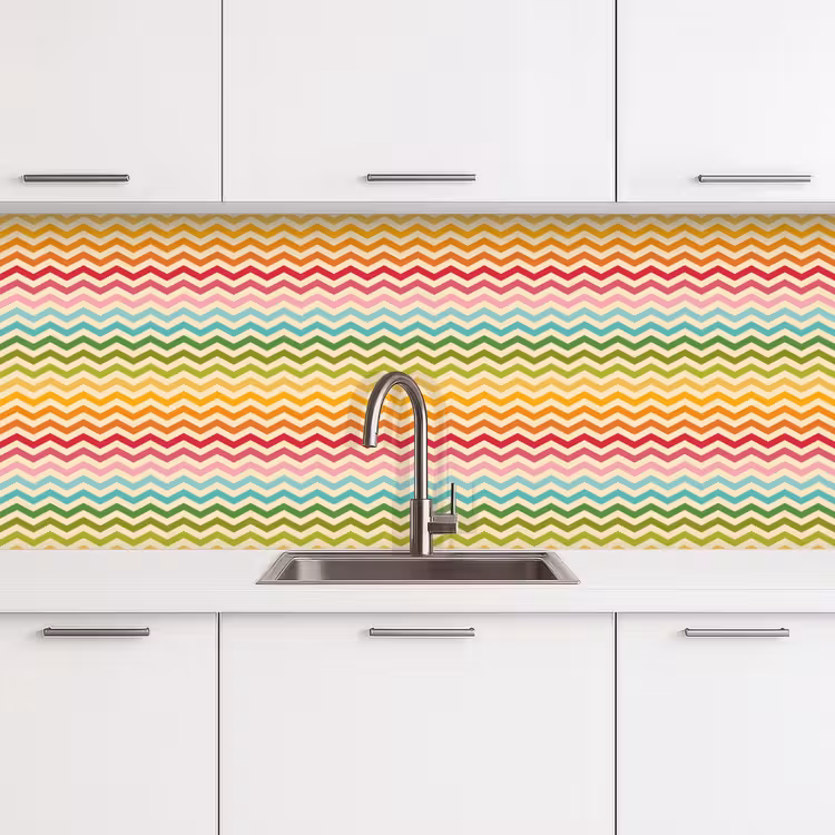 Keuken achterwand - Patroon - Regenboog - Retro — 4