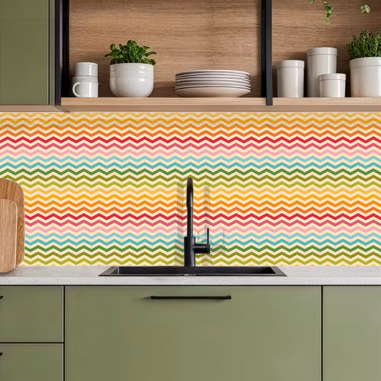 Keuken achterwand - Patroon - Regenboog - Retro — 8