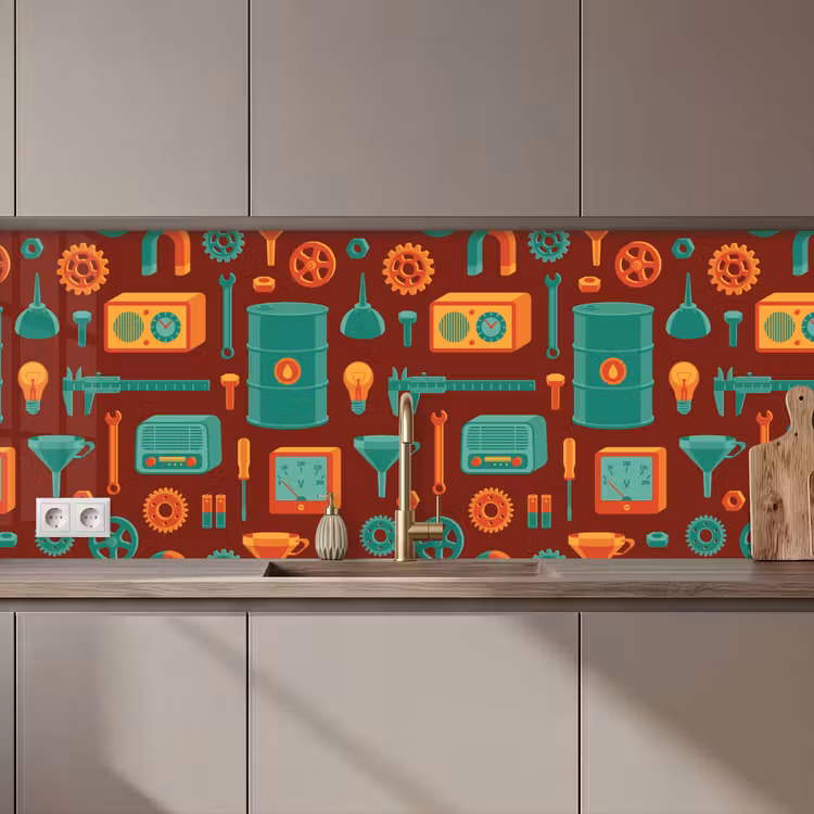 Keuken achterwand - Patroon - Retro - Gereedschap — 1