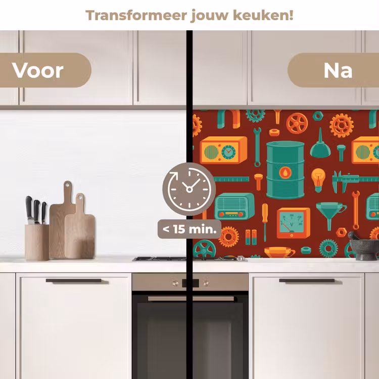 Keuken achterwand - Patroon - Retro - Gereedschap — 3